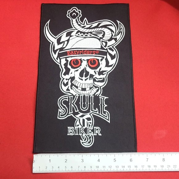 Vintage Easy Riders Brand Skull and Snake Motorcycle Biker Patch Large Black Col - Picture 9 of 11